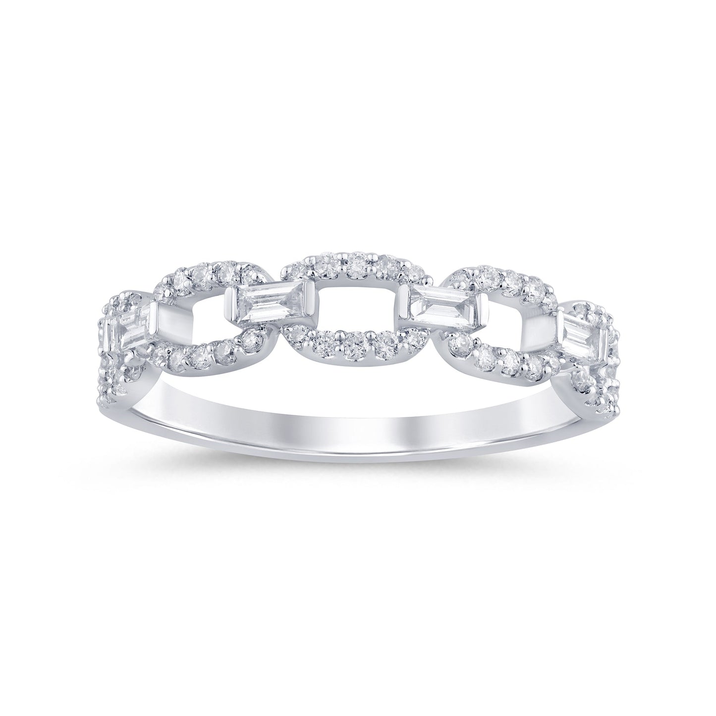 Muse Jewelry .38ct G SI 14K White Gold Diamond Link Ladies Ring Size 6.5