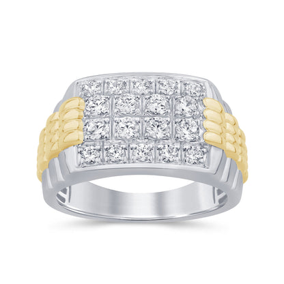Muse Jewelry 1.01ct G SI 14K Two Tone Gold Diamond Mens Band Ring Size 10