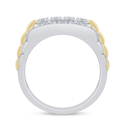 Muse Jewelry 1.01ct G SI 14K Two Tone Gold Diamond Mens Band Ring Size 10