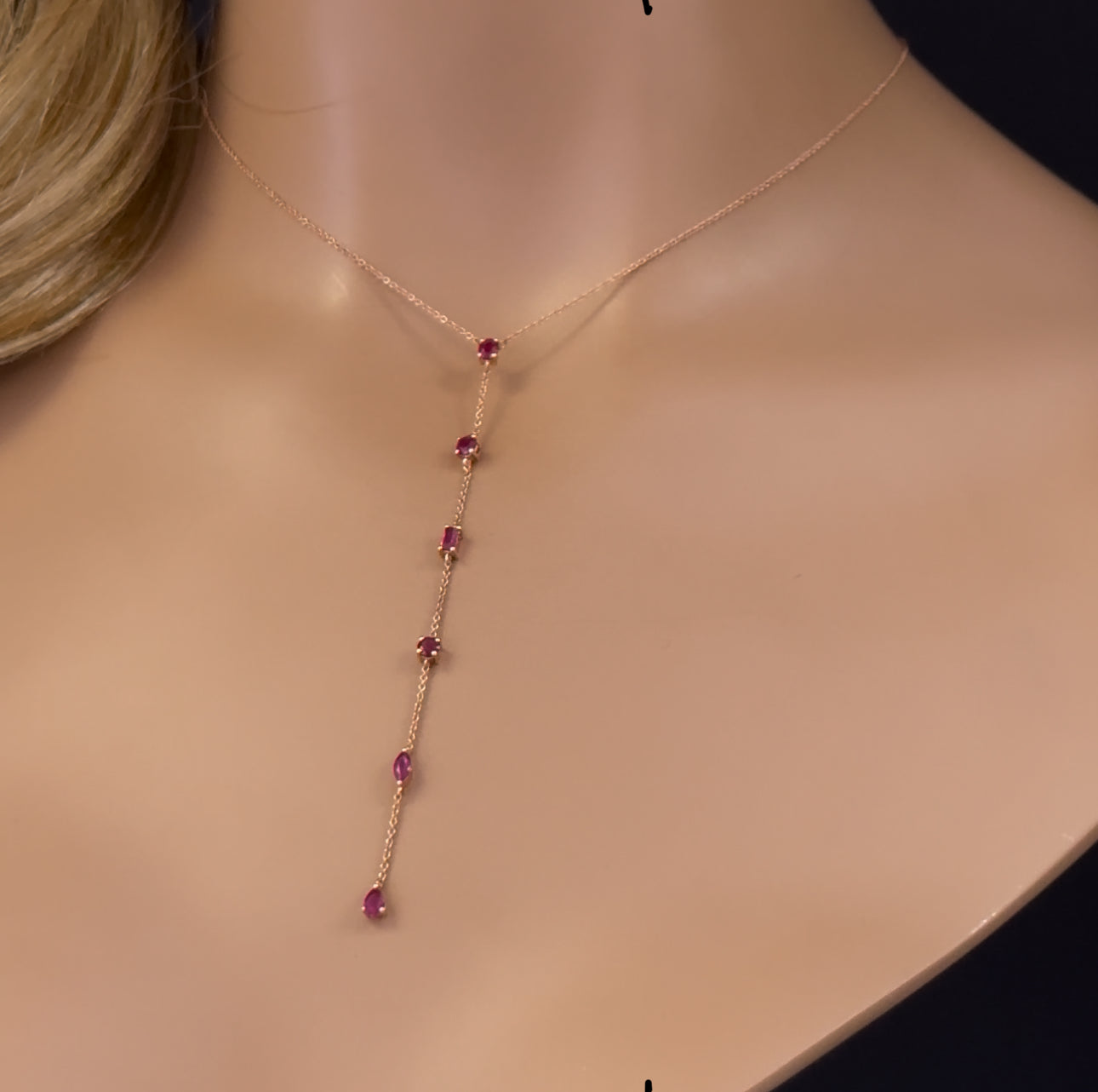 Muse Jewelry 1.15ct G SI 14K Rose Gold Ruby Gemstones Pendant Necklace 16+2" Ext Long