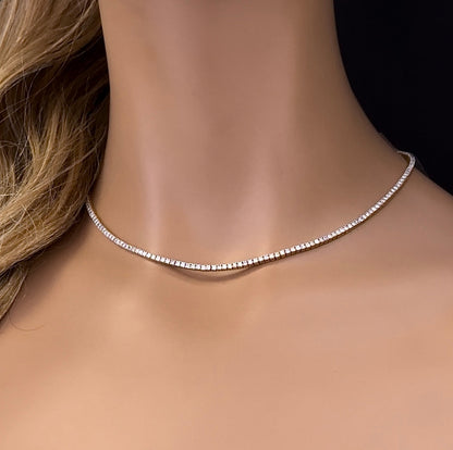 Muse Jewelry 4.45ct G SI 14K White Gold Diamond Tennis Necklace 16" Long