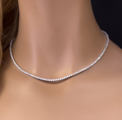 Muse Jewelry 6.93ct G SI 14K White Gold Diamond Tennis Necklace 16" Long