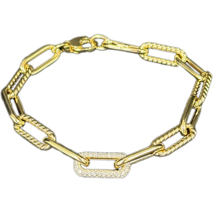 Muse Jewelry .50ct G SI 14K Yellow Gold Diamond Paper Clip Bracelet 7" Long