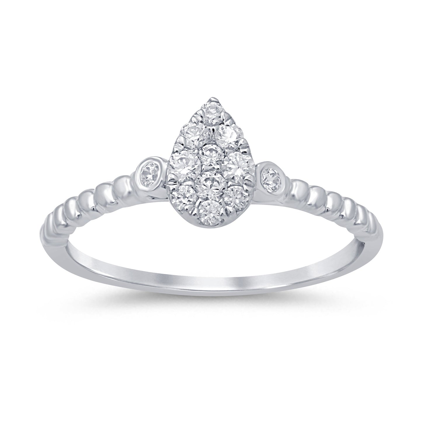 Muse Jewelry .24ct 14k White Gold Diamond Pear Shaped Solitaire Promise Ring Size 6.5