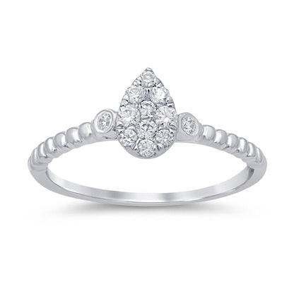 Muse Jewelry .24ct 14k White Gold Diamond Pear Shaped Solitaire Promise Ring Size 6.5