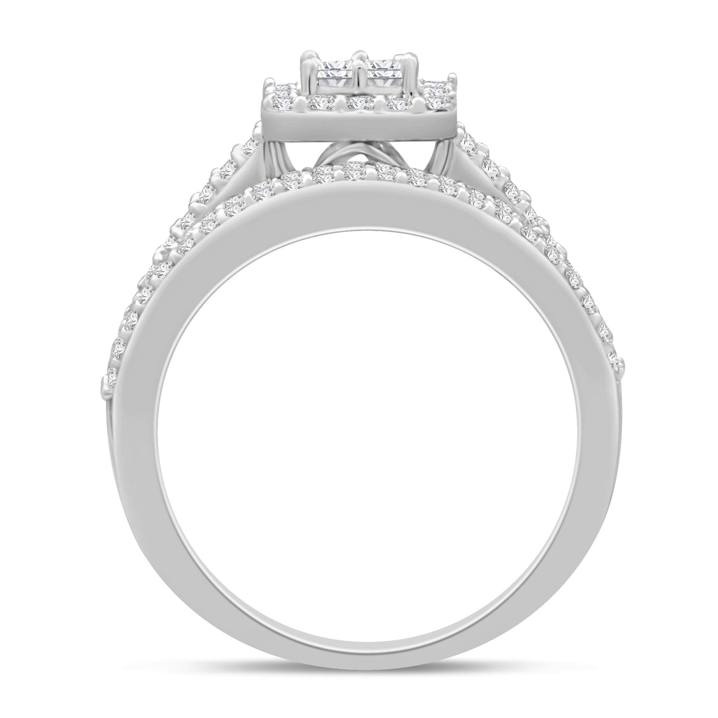 Muse Jewelry 1.30ct G SI 14K White Gold Round & Baguette Diamond Engagement Ring Set Size 6.5