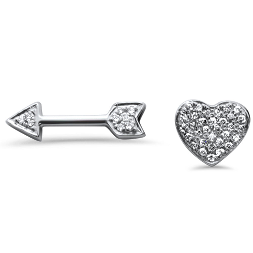 Muse Jewelry .07ct 14k White Gold Heart & Arrow Stud Diamond Earrings