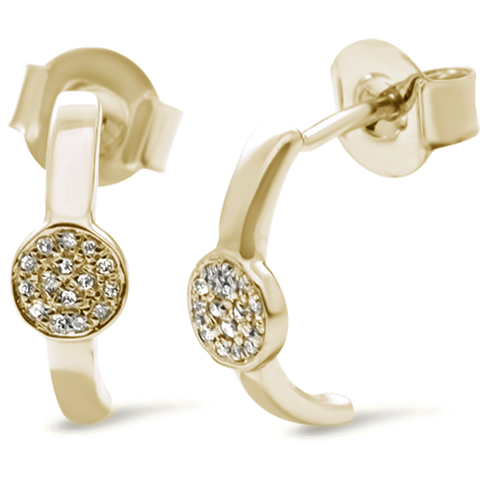 Muse Jewelry .05ct 14k Yellow Gold J Hoop Pave Diamond Earrings