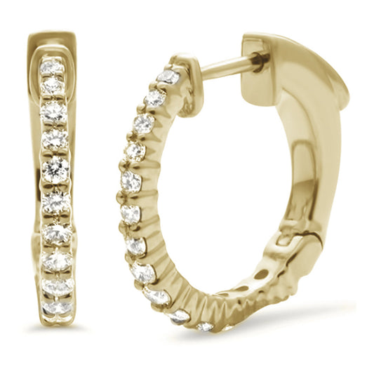 Muse Jewelry .54ct 14k Yellow Gold Diamond Hoop Huggie Earrings