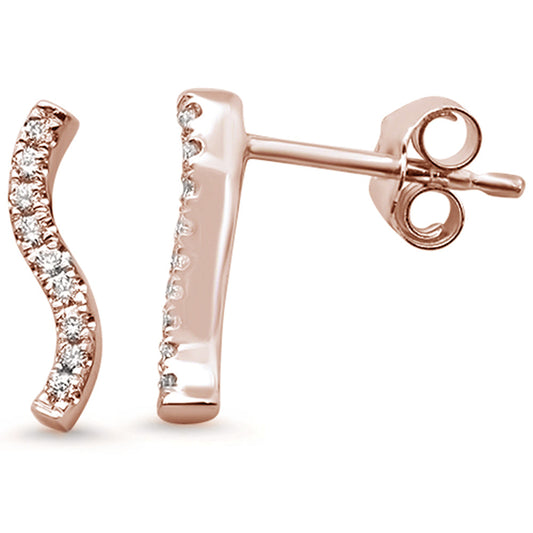 Muse Jewelry .11ct 14k Rose Gold Modern Wavy Line Diamond Earrings