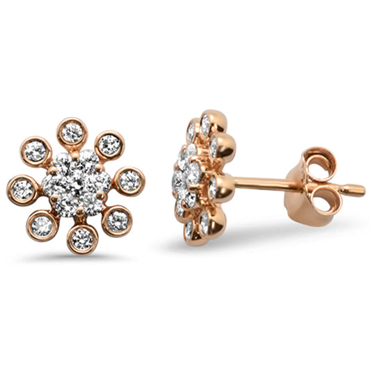 Muse Jewelry .44ct 14k Rose Gold Starburst Round Diamond Stud Earrings