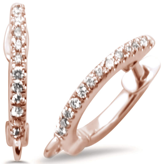 Muse Jewelry .12ct 14k Rose Gold Cute Diamond Hoop Earrings