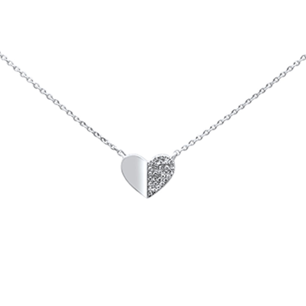 Muse Jewelry .05ct 14k White Gold Diamond Pave Heart Pendant Necklace 16" + 2" Ext