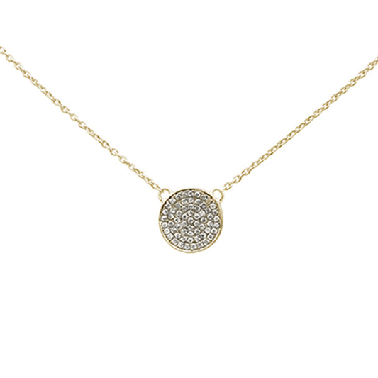 Muse Jewelry .11ct 14k Yellow Gold Diamond Pave Circle Pendant Necklace 16" + 2" Ext