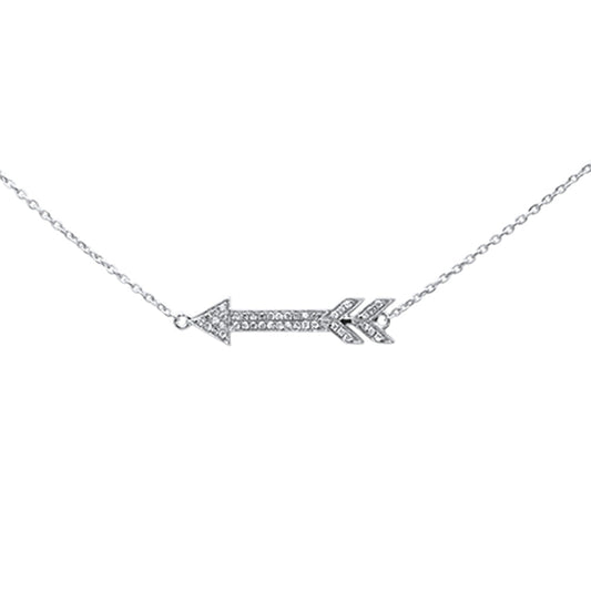 Muse Jewelry .07ct 14k White Gold Diamond Arrow Pendant Necklace 16" + 2" Ext