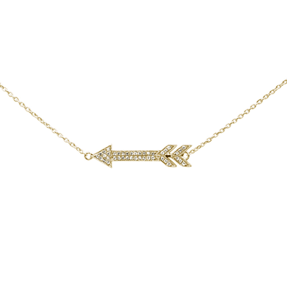 Muse Jewelry .07ct 14k Yellow Gold Diamond Arrow Pendant Necklace 16" + 2" Ext