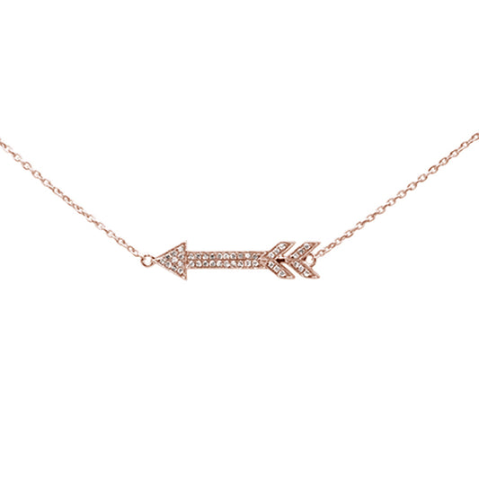 Muse Jewelry .08ct 14k Rose Gold Diamond Arrow Pendant Necklace 16" + 2" Ext