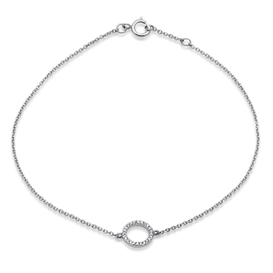 Muse Jewelry .05ct 14k White Gold Diamond Circle Bracelet 6"+ 1" Ext.