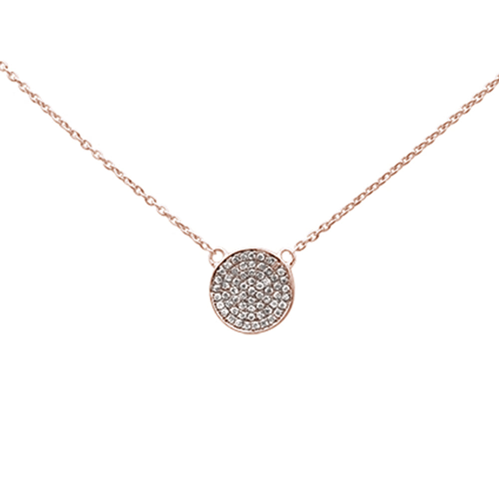 Muse Jewelry .13ct 14k Rose Gold Diamond Pave Circle Pendant Necklace 16" + 2" Ext