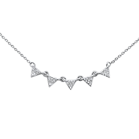 Muse Jewelry .11ct 14k White Gold Modern Triangle Diamond Pendant Necklace 16" + 2" Ext
