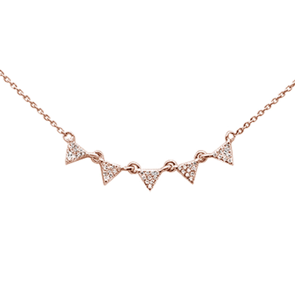 Muse Jewelry .11ct 14k Rose Gold Modern Triangle Diamond Pendant Necklace 16" + 2" Ext