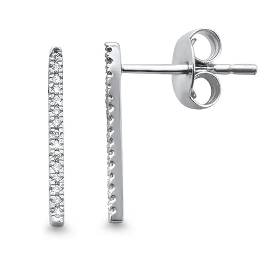 Muse Jewelry .05ct 14k White Gold Line Bar Modern Diamond Stud Earrings