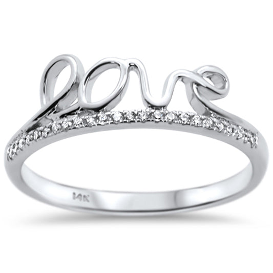 Muse Jewelry .07ct 14k White Gold Diamond Heart Love Script Ring Size 6.5