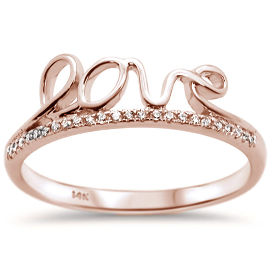 Muse Jewelry .07ct 14k Rose Gold Diamond Heart Love Script Ring Size 6.5