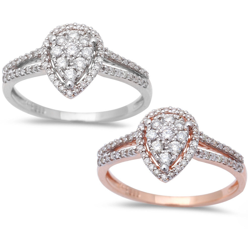 Muse Jewelry .32ct Pear Shaped Halo Diamond Engagement Wedding Ring 14kt White or Rose Gold