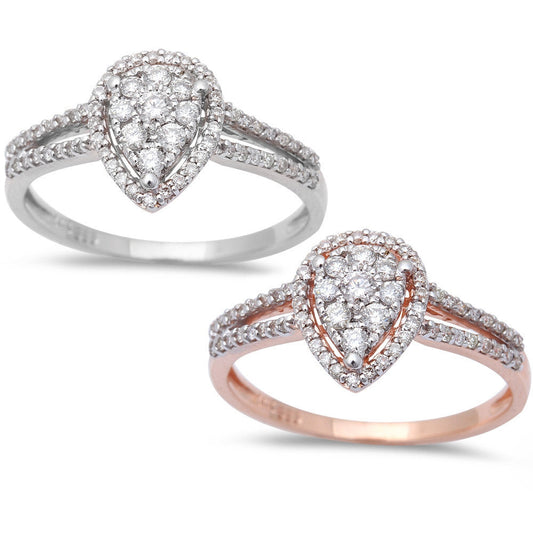 Muse Jewelry .32ct Pear Shaped Halo Diamond Engagement Wedding Ring 14kt White or Rose Gold