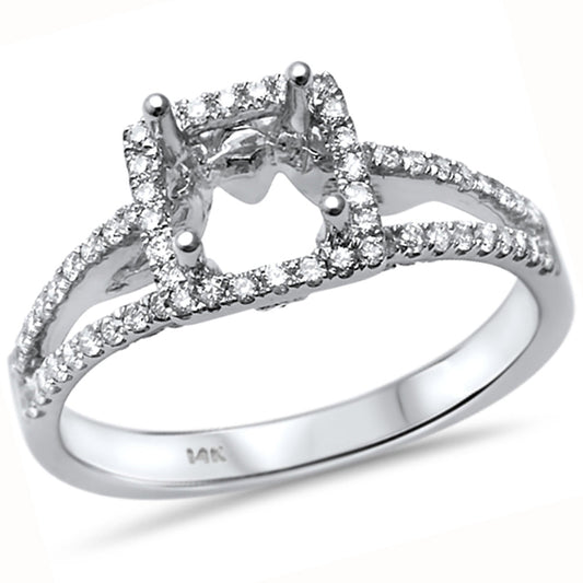 Muse Jewelry Halo style .52ct 14k White Gold E-SI Princess Diamond Semi Mount Engagement Ring