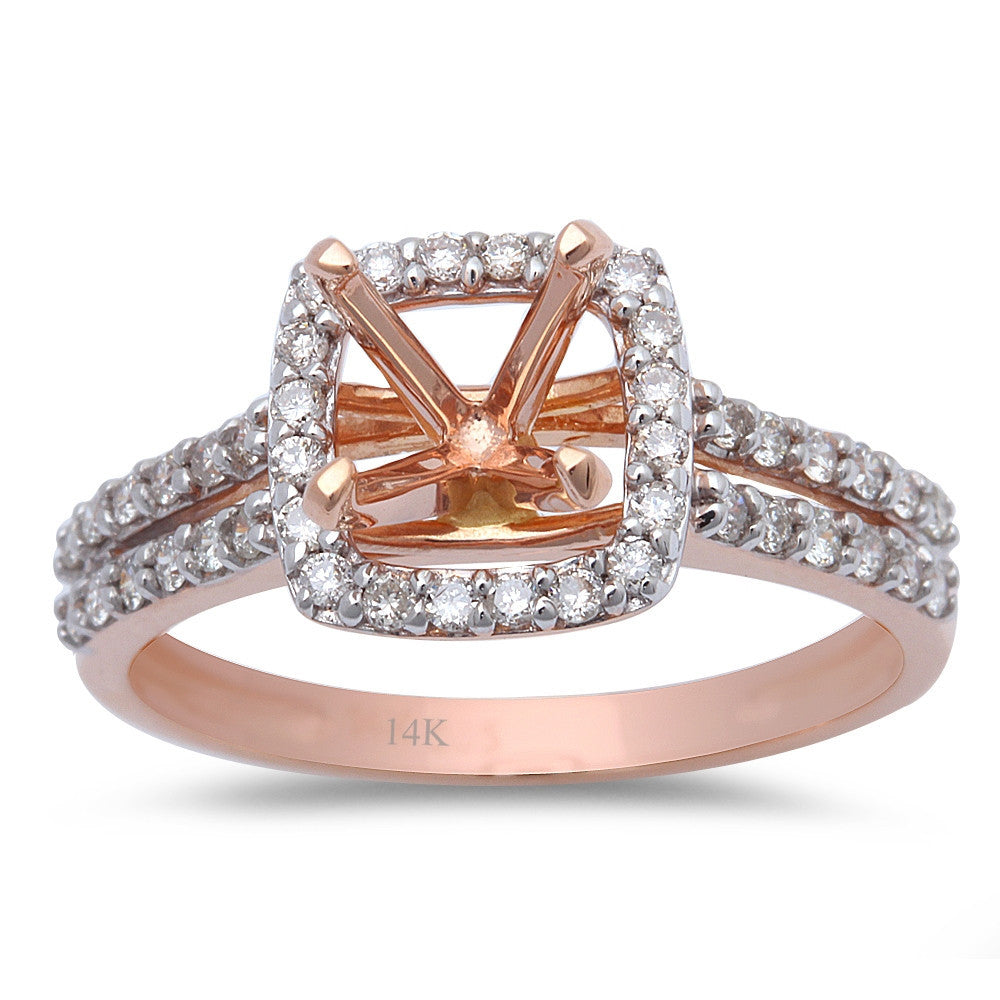 Muse Jewelry .36ct Round Halo Semi Mount Engagement Ring 14kt Rose Gold Size 6.5