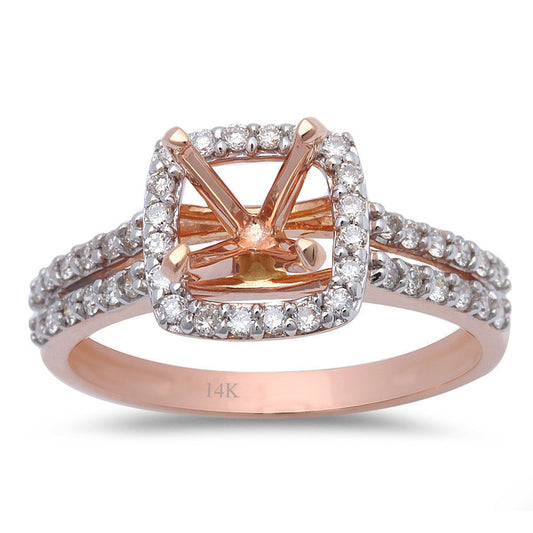 Muse Jewelry .36ct Round Halo Semi Mount Engagement Ring 14kt Rose Gold Size 6.5