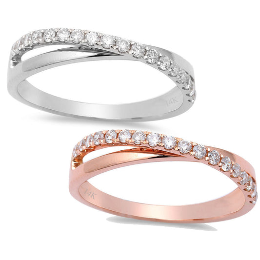 Muse Jewelry .27ct 14kt Rose or White Gold Pave Set Diamond Intertwined Band Wedding Ring