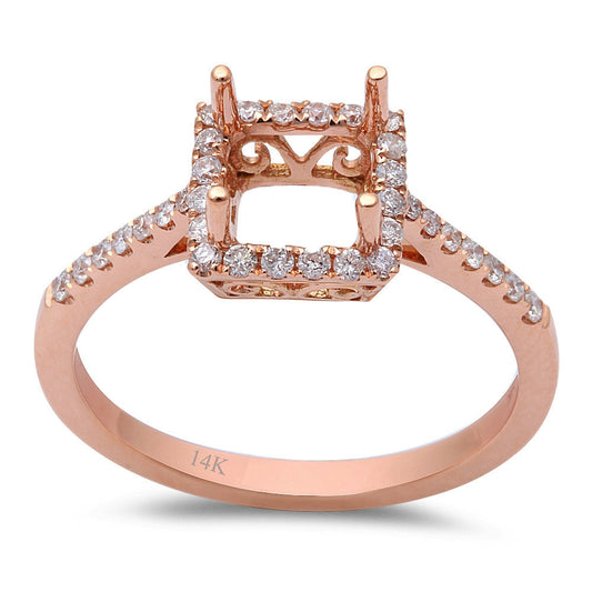 Muse Jewelry .26ct F VS 14kt Rose gold Halo Round Diamond Semi Mount Engagement Ring Sz 6.5