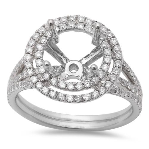 Muse Jewelry .80ct Round Halo Style 14kt Rose & White Gold Diamond Semi Mount Engagement Ring