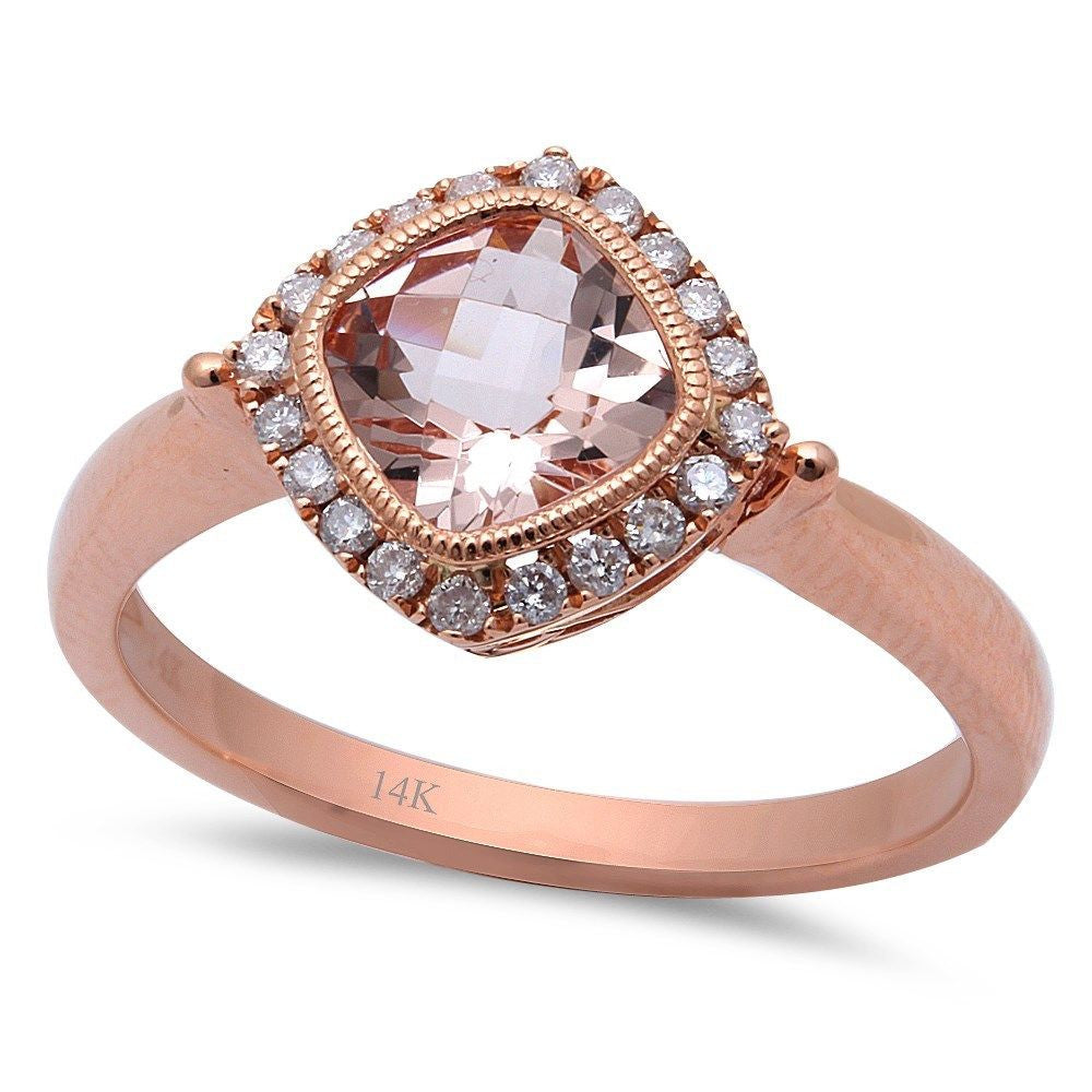 Muse Jewelry 1.48ct Morganite & Round Diamond 14kt Rose Gold Engagement Ring Size 6.5