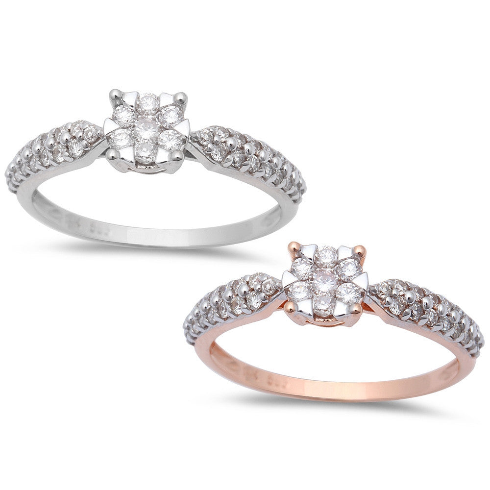 Muse Jewelry .36ct Halo Round Diamond Solitaire Engagement Wedding Ring 14kt White Rose Gold