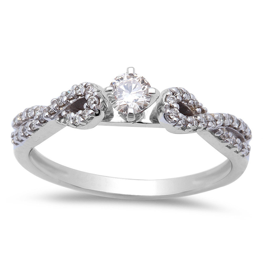 Muse Jewelry .30ct Diamond Infinity Twist Band Solitaire 14kt White Gold Engagement Ring