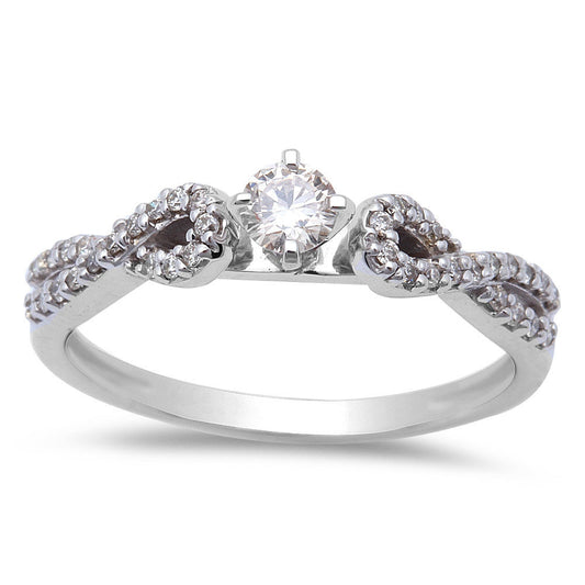 Muse Jewelry .30ct Diamond Infinity Twist Band Solitaire 14kt White Gold Engagement Ring