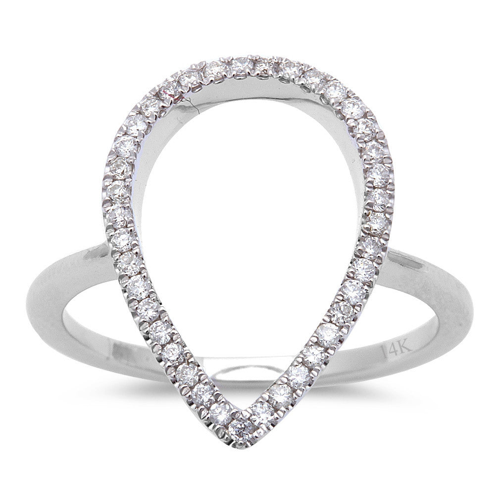 Muse Jewelry .22ct Diamond Designer Pear Shaped Pave Set Modern 14kt White Gold Ring Size 6.5