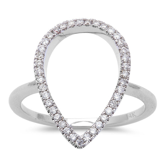 Muse Jewelry .22ct Diamond Designer Pear Shaped Pave Set Modern 14kt White Gold Ring Size 6.5