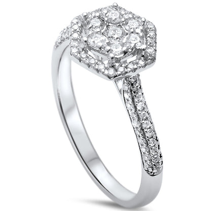 Muse Jewelry .43ct F SI 14kt White Gold Octagon Shape Round Diamond Engagement Promise Ring