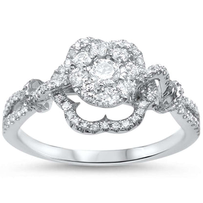 Muse Jewelry .57ct F SI 14kt White Gold Round Designer Diamond Flower Engagement Ring Size 6.5