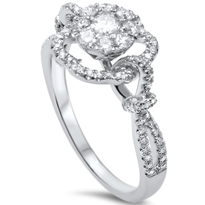 Muse Jewelry .57ct F SI 14kt White Gold Round Designer Diamond Flower Engagement Ring Size 6.5