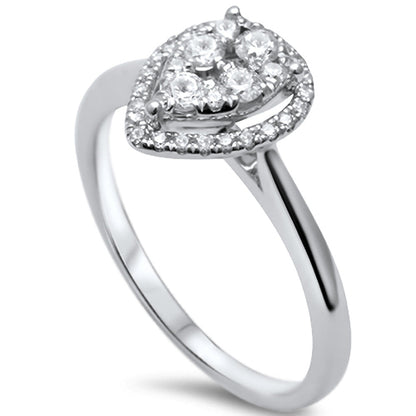 Muse Jewelry .33ct F SI 14kt White Gold Pear Shape Halo Diamond Engagement Promise Ring