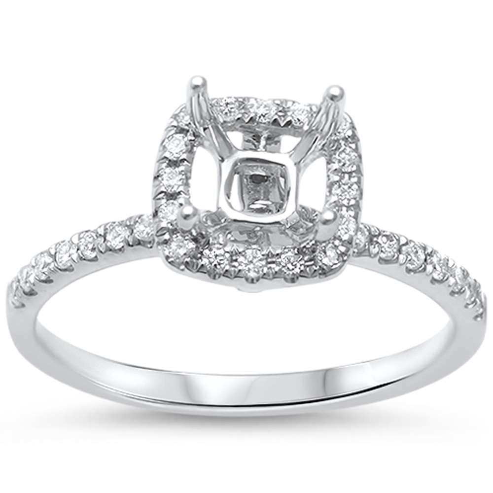 Muse Jewelry .24ct F SI 14kt White Gold Princess Diamond Halo Semi Mount Ring Size 6.5