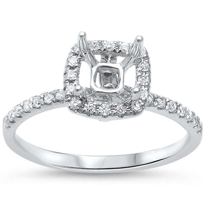 Muse Jewelry .24ct F SI 14kt White Gold Princess Diamond Halo Semi Mount Ring Size 6.5