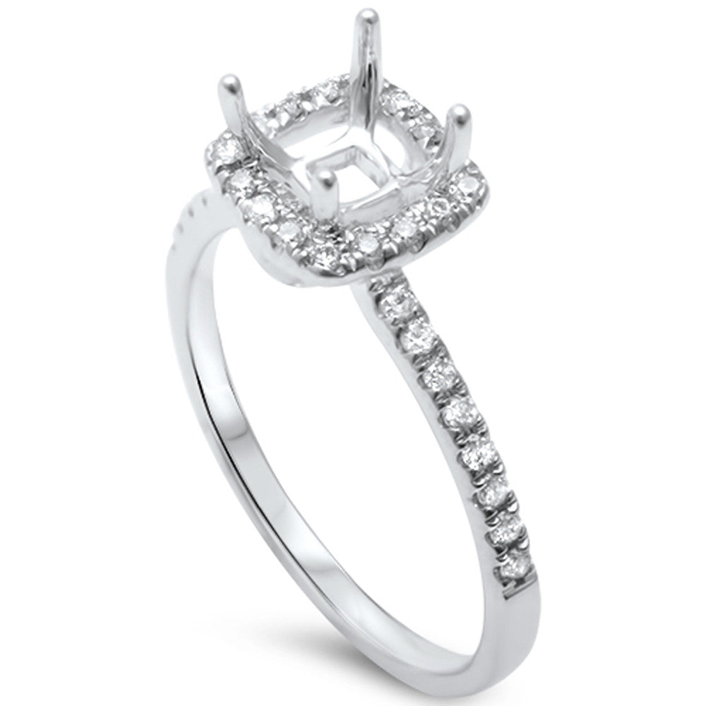 Muse Jewelry .24ct F SI 14kt White Gold Princess Diamond Halo Semi Mount Ring Size 6.5