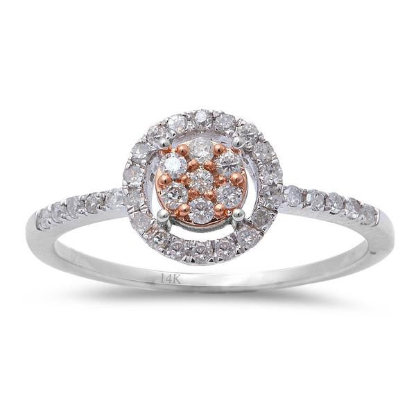 Muse Jewelry .29CT Round Diamond 14kt White & Rose Gold Halo Style Engagement Ring Size 6.5